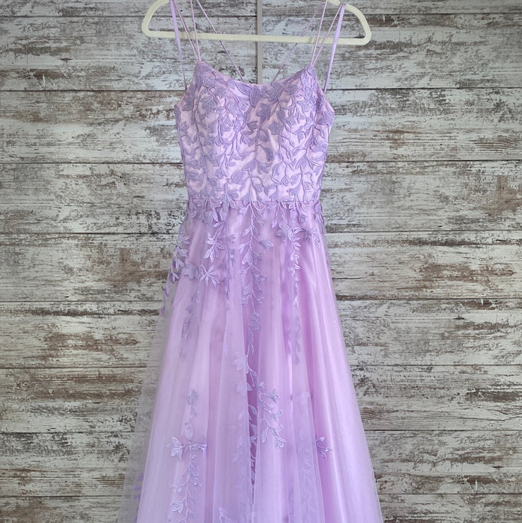 LAVENDER/FLORAL A LINE GOWN