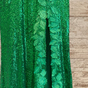GREEN/FLORAL LONG EVENING GOWN