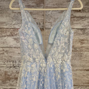 BLUE SPARKLY A LINE GOWN