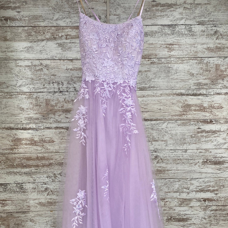 LAVENDER/FLORAL A LINE GOWN