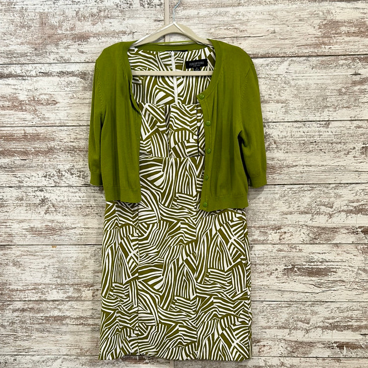 GREEN/WHITE 2 PC. DRESS SET