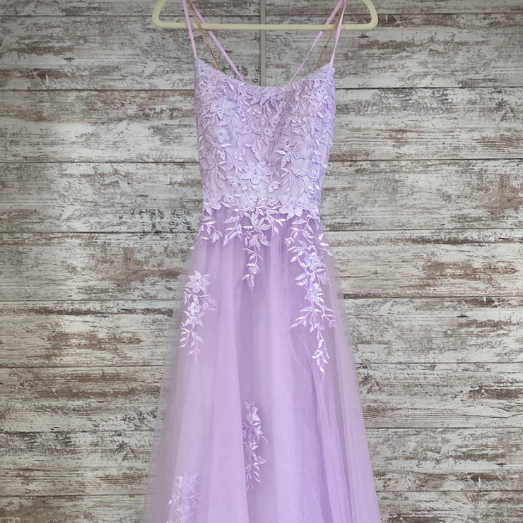 LAVENDER/FLORAL A LINE GOWN