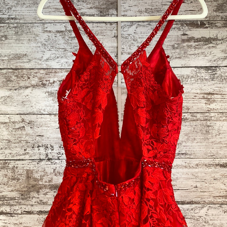 RED FLORAL PRINCESS GOWN