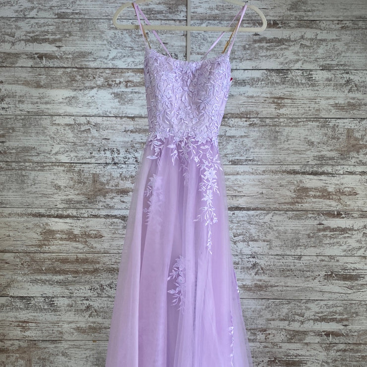 LAVENDER/FLORAL A LINE GOWN