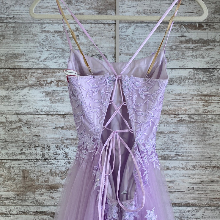LAVENDER/FLORAL A LINE GOWN