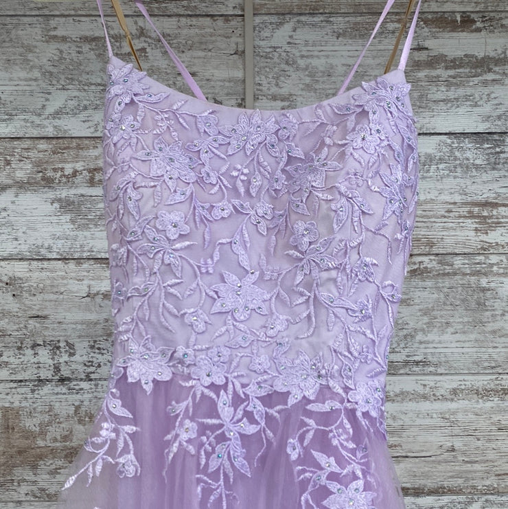 LAVENDER/FLORAL A LINE GOWN
