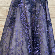 NAVY SPARKLY A LINE GOWN