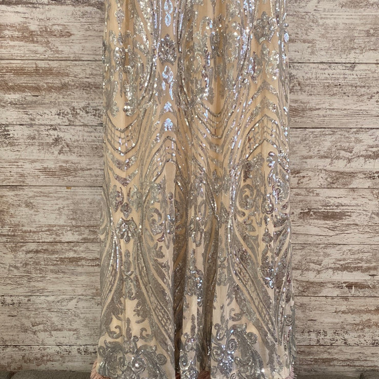 TAN/SILVER SPARKLY LONG DRESS