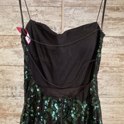 GREEN/BLACK SEQUIN LONG DRESS