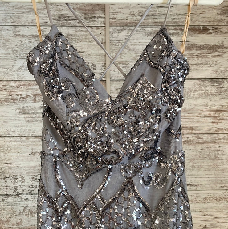 SILVER SPARKLY LONG DRESS