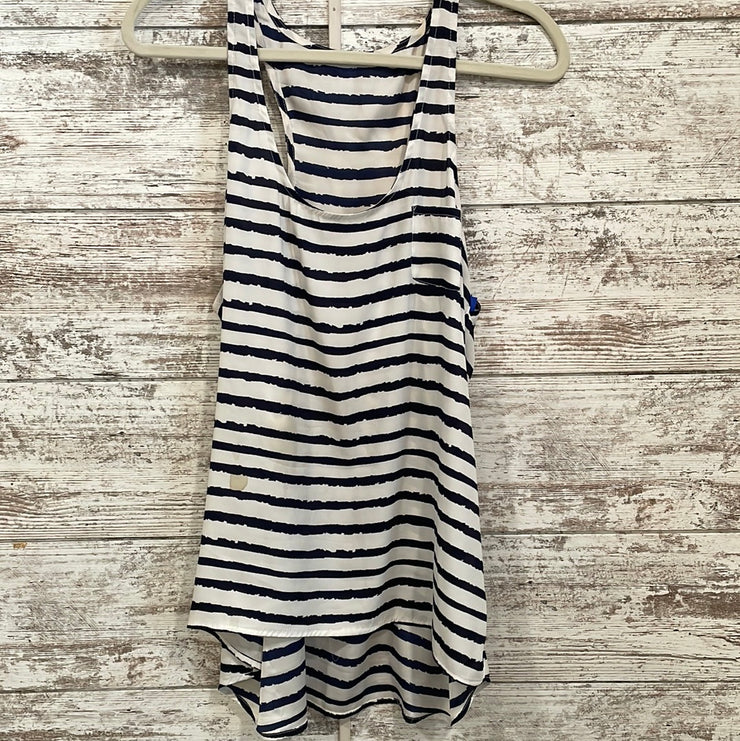 NAVY/WHITE SLEEVELESS TOP