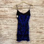 BLACK/BLUE SEQUIN SHORT DRESS