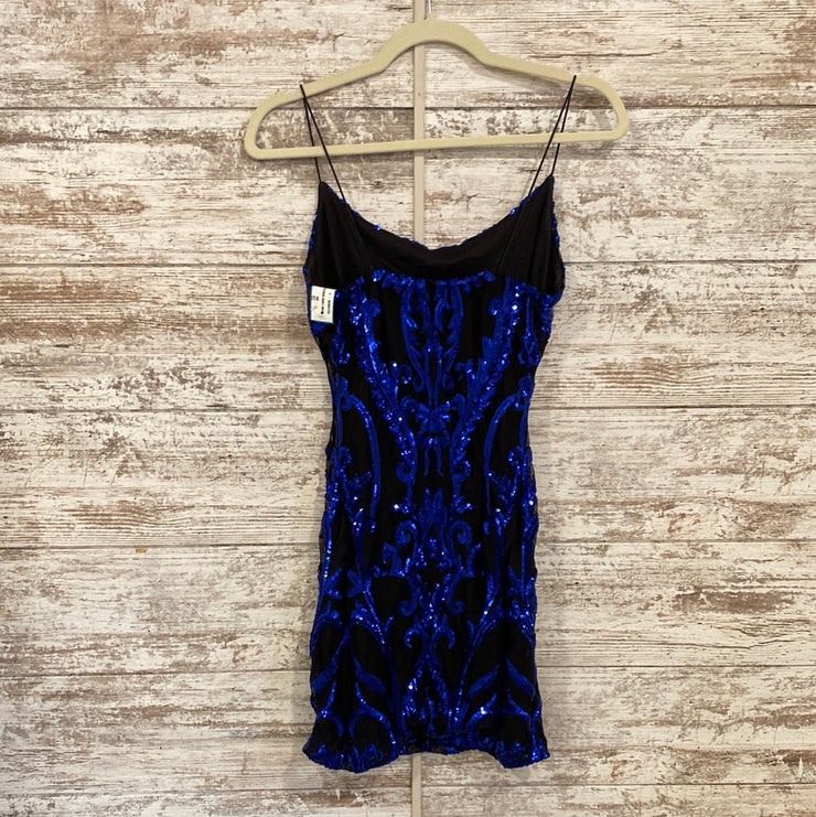 BLACK/BLUE SEQUIN SHORT DRESS