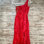 RED/FLORAL LONG EVENING GOWN