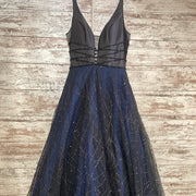 NAVY/BLACK A LINE GOWN