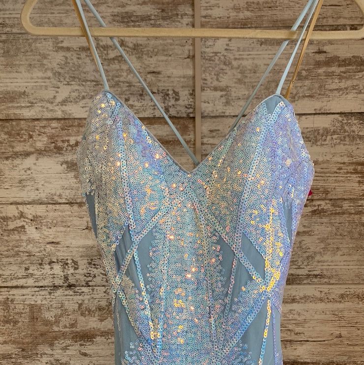BLUE SPARKLY LONG EVENING GOWN