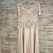 TAN/PINK LONG EVENING GOWN