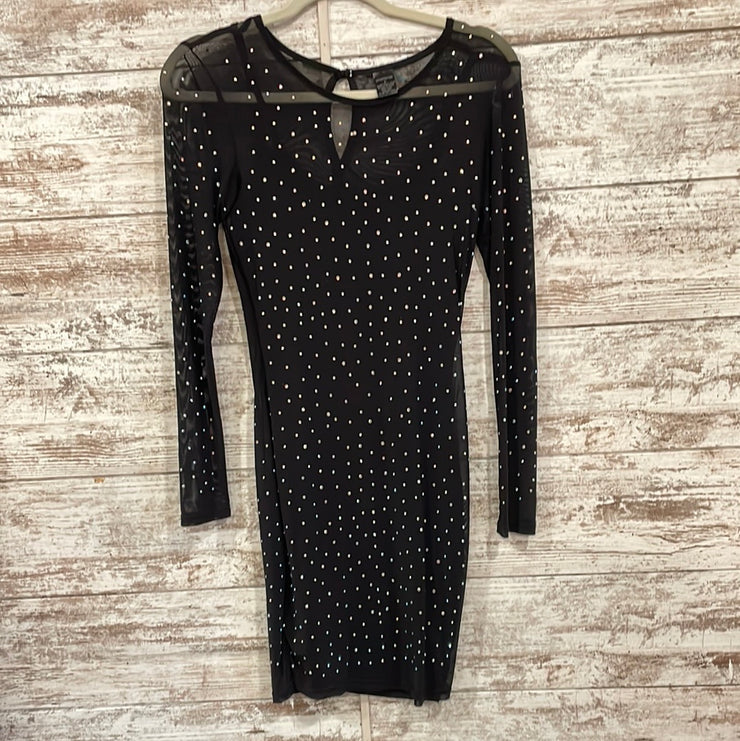 BLACK SPARKLY LONG SLEEVE DRES