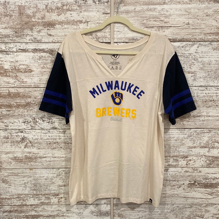 TAN/BLUE MILWAUKEE BREWERS TOP