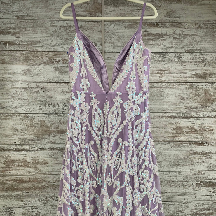 PURPLE/WHITE A LINE GOWN (NEW)