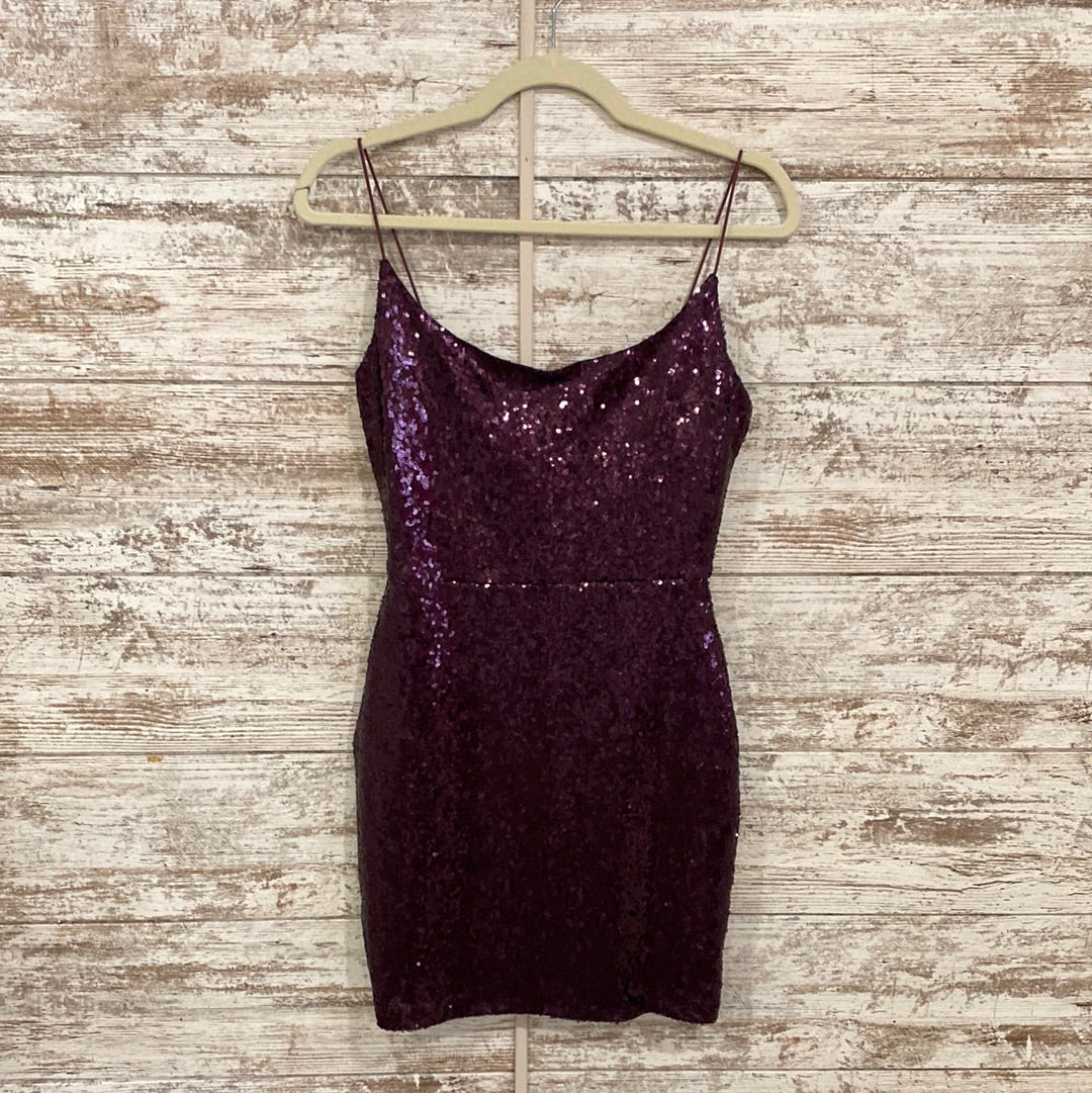 PURPLE SEQUIN SHORT DRESS (NEW – Savvy Seconds Boutique