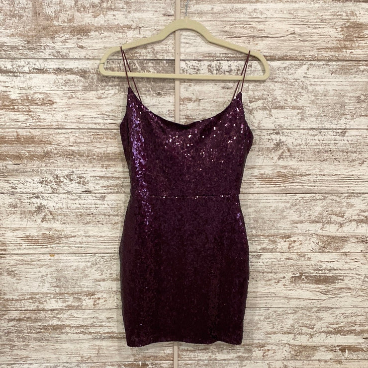 PURPLE SEQUIN SHORT DRESS (NEW