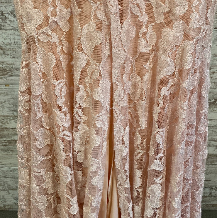 PINK LACE LONG EVENING GOWN