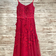 RED SPARKLY A LINE GOWN