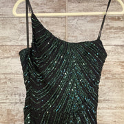 GREEN/BLACK LONG EVENING GOWN