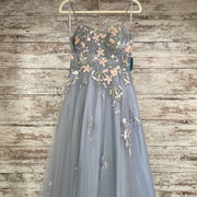 GRAY/FLORAL A LINE GOWN
