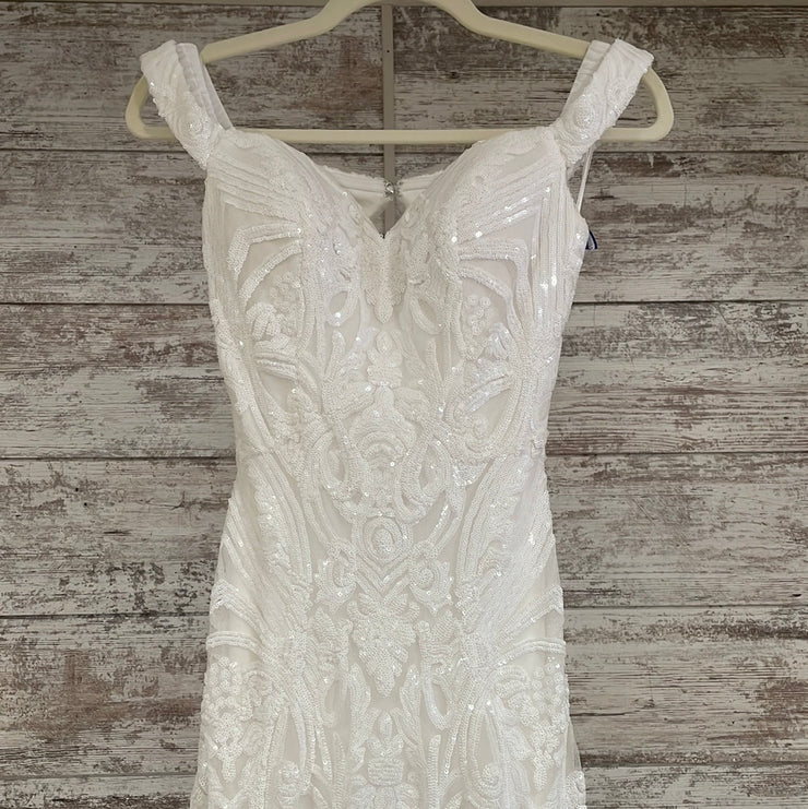 WHITE SEQUIN LONG DRESS (NEW)