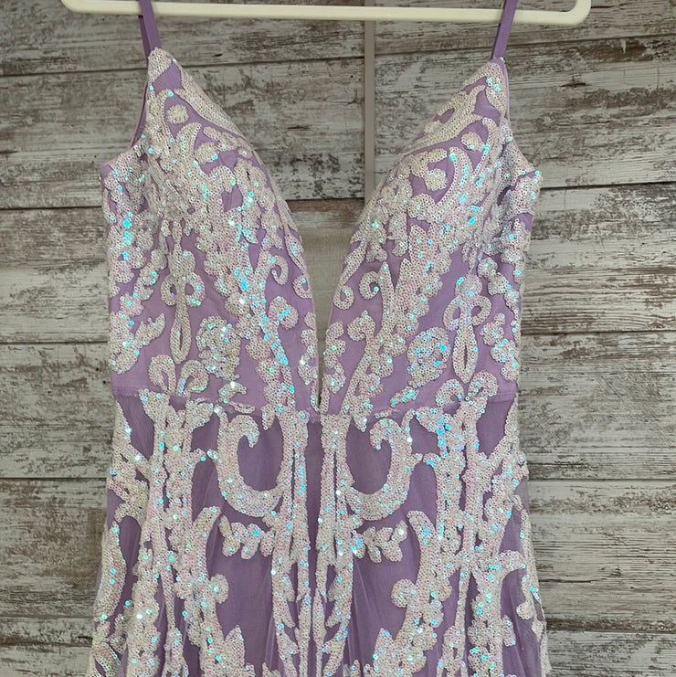 PURPLE/WHITE A LINE GOWN (NEW)