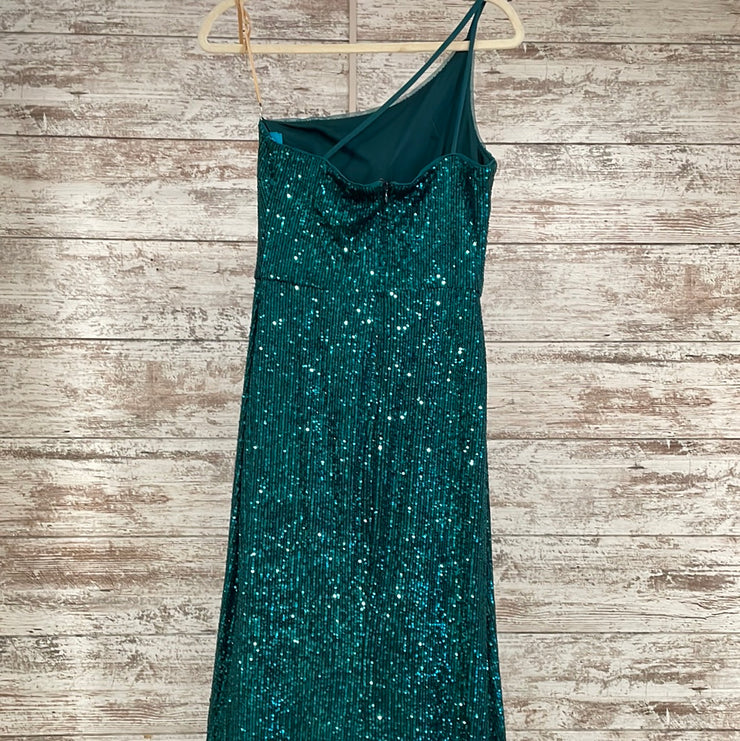 GREEN SPARKLY LONG DRESS