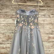 GRAY/FLORAL A LINE GOWN
