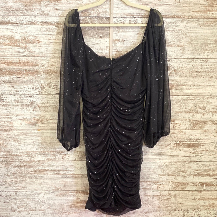 BLACK SPARKLY SHORT DRESS