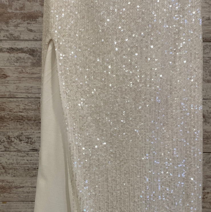 WHITE FULL SEQUIN LONG DRESS