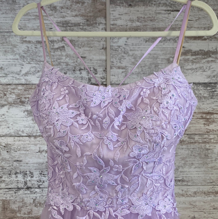 LAVENDER/FLORAL A LINE GOWN