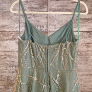 GREEN/GOLD SPARKLY A LINE GOWN