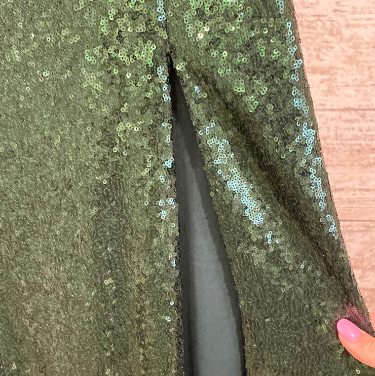 GREEN SPARKLY LONG DRESS