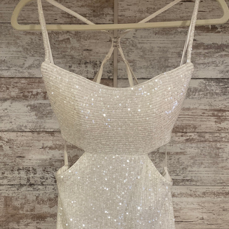 WHITE FULL SEQUIN LONG DRESS