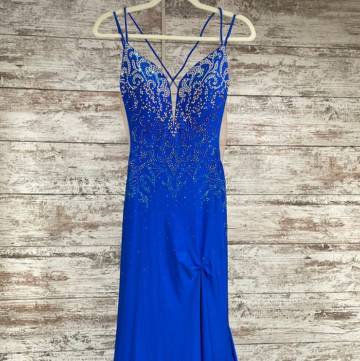 ROYAL BLUE GEMMED LONG DRESS