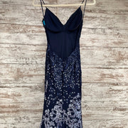 NAVY SEQUIN LONG EVENING GOWN