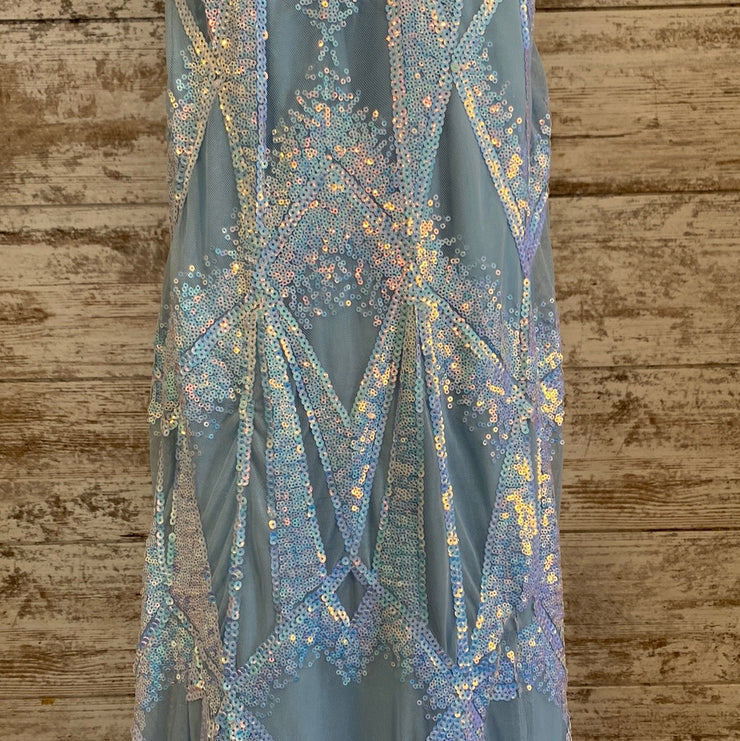 BLUE SPARKLY LONG EVENING GOWN