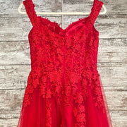 RED/FLORAL A LINE GOWN