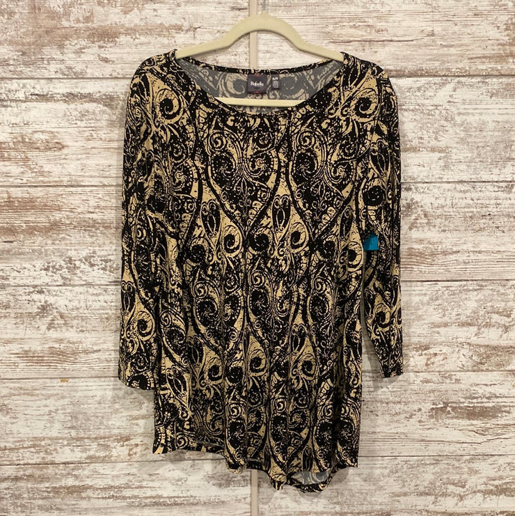 BLACK/TAN LONG SLEEVE TOP