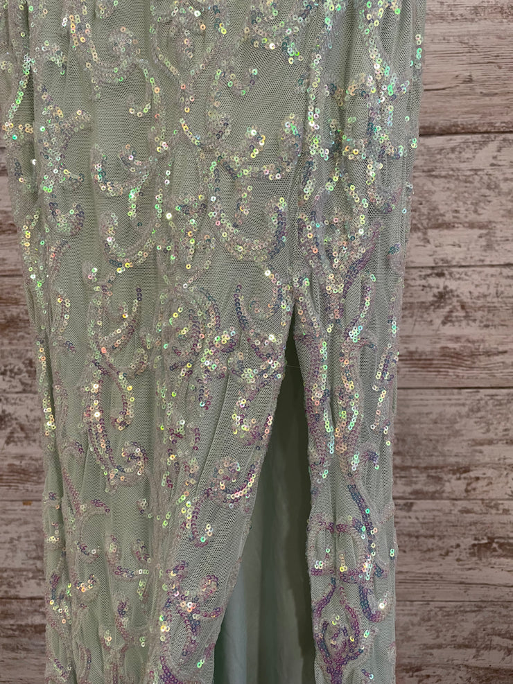 GREEN SEQUIN LONG DRESS (NEW)