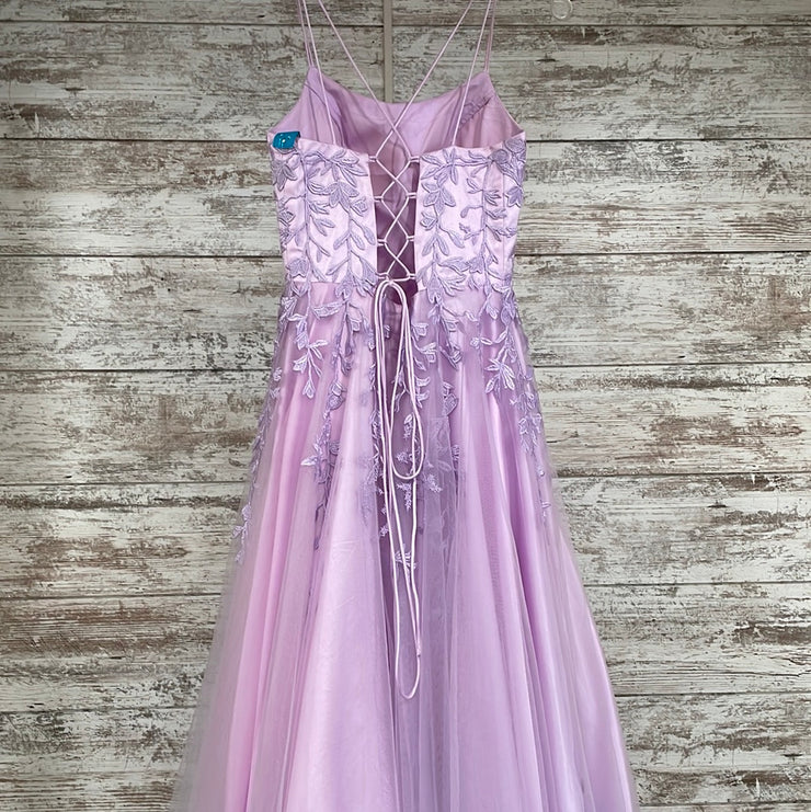 LAVENDER/FLORAL A LINE GOWN