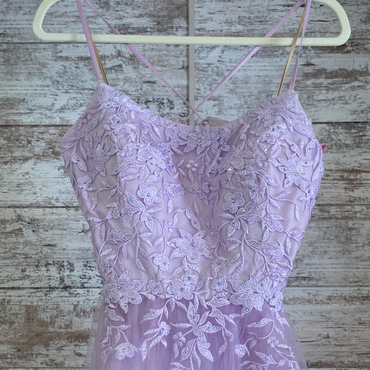 LAVENDER/FLORAL A LINE GOWN