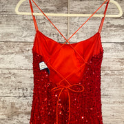 RED SEQUIN LONG EVENING GOWN