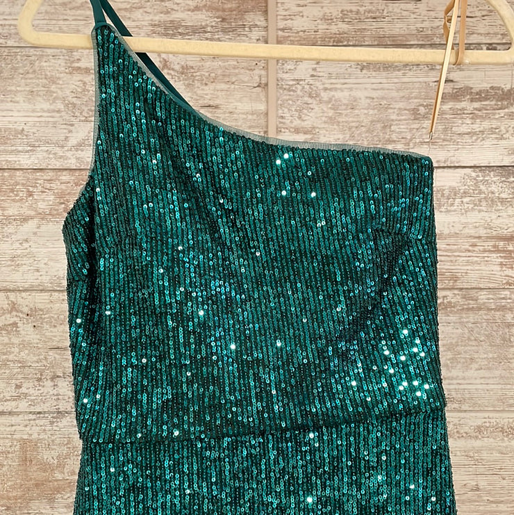 GREEN SPARKLY LONG DRESS